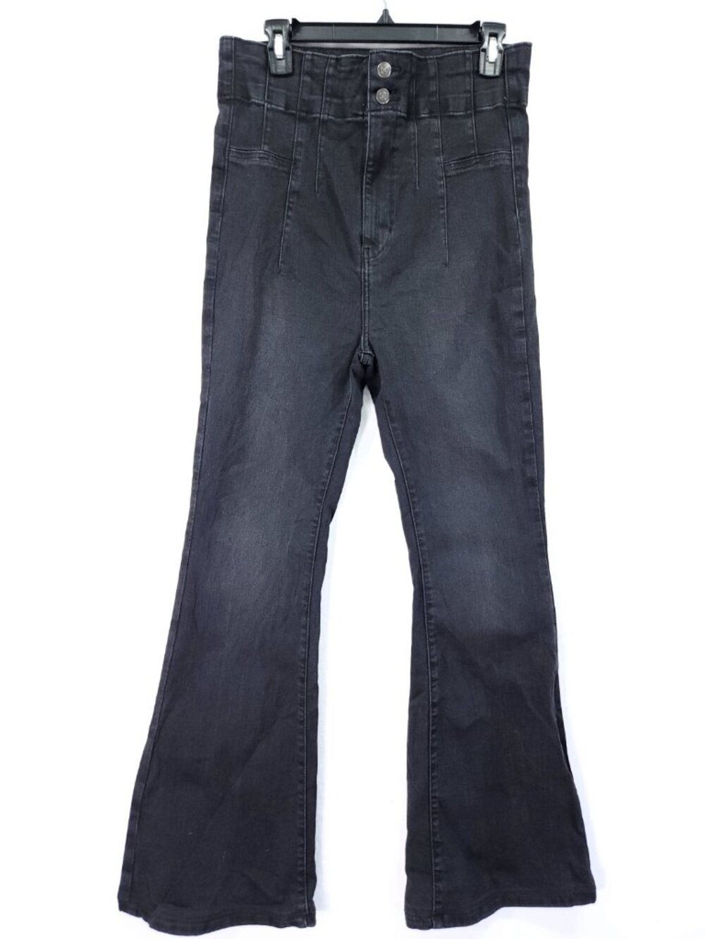 Free People Jeans Size 31 Black High Rise Flare Leg Denim